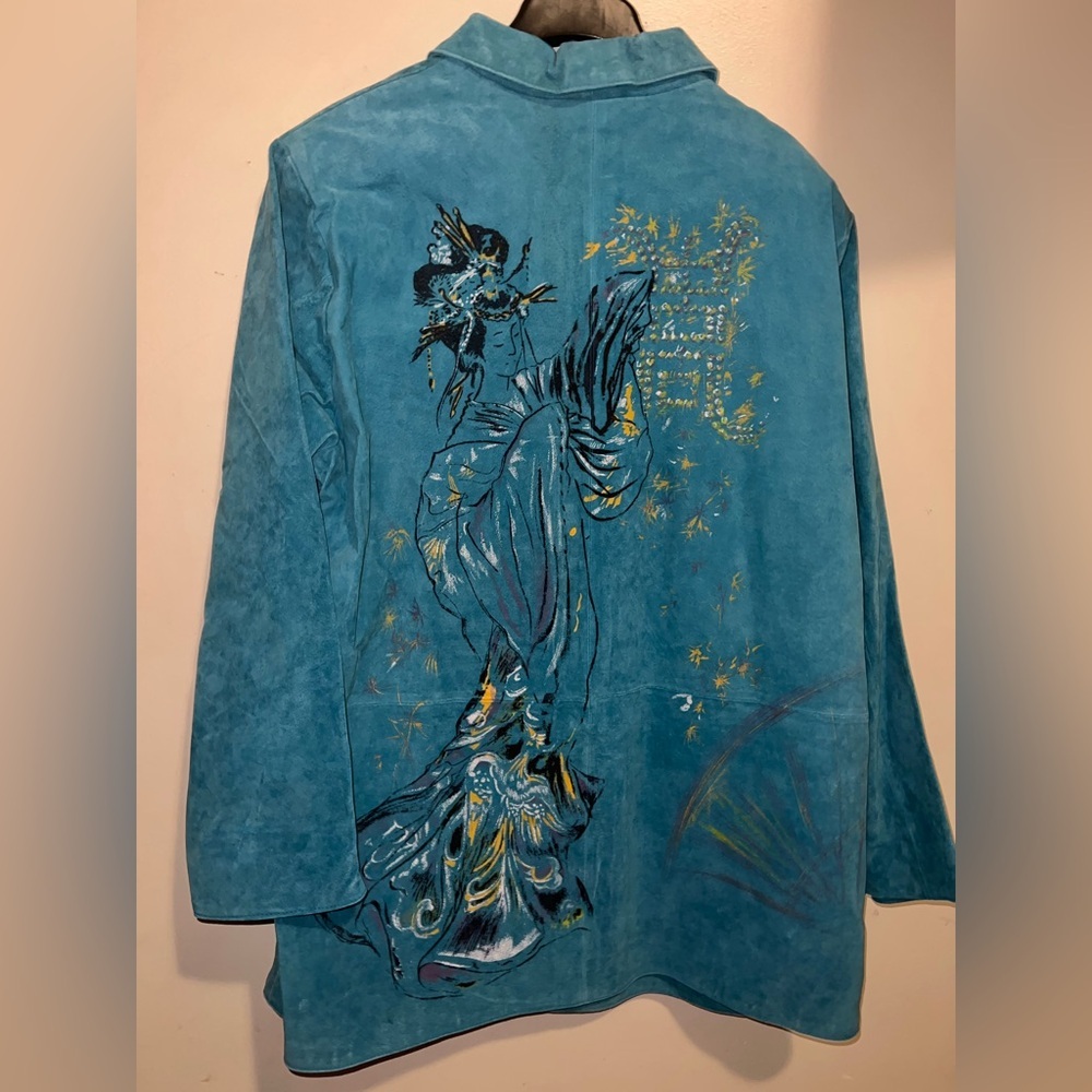 NWT Vintage  100% Suede Leather Artsy  jacket